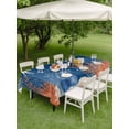 thumbnail image 4 of Outdoor Tablecloth with Umbrella Hole for Patio/Picnic/Party/Camping, Orange Navy Blue Coral Waterproof Table Cloth Rectangle Table Cover Washable, Summer Beach Coastal Ocean Starfish (54"x 80"), 4 of 8