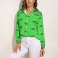 thumbnail image 3 of Green Paisley Bandana Pattern Long Sleeve Blouse Woman Streetwear Casual Shirts Summer Oversize Woman Streetwear Clothing Birthday Present, 3 of 7