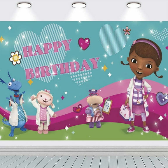 Doc Mcstuffins Birthday Banner Backdrop Background Taspestry Post Wall Decor Party Supplies