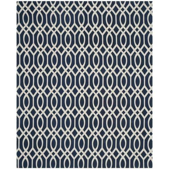 Contemporary Rug - Cedar Brook Cotton Pile -Navy/Ivory-Color:Navy/Ivory,Design:Contemporary,Shape:Rectangle,Size:9'3"L x 7'3"W