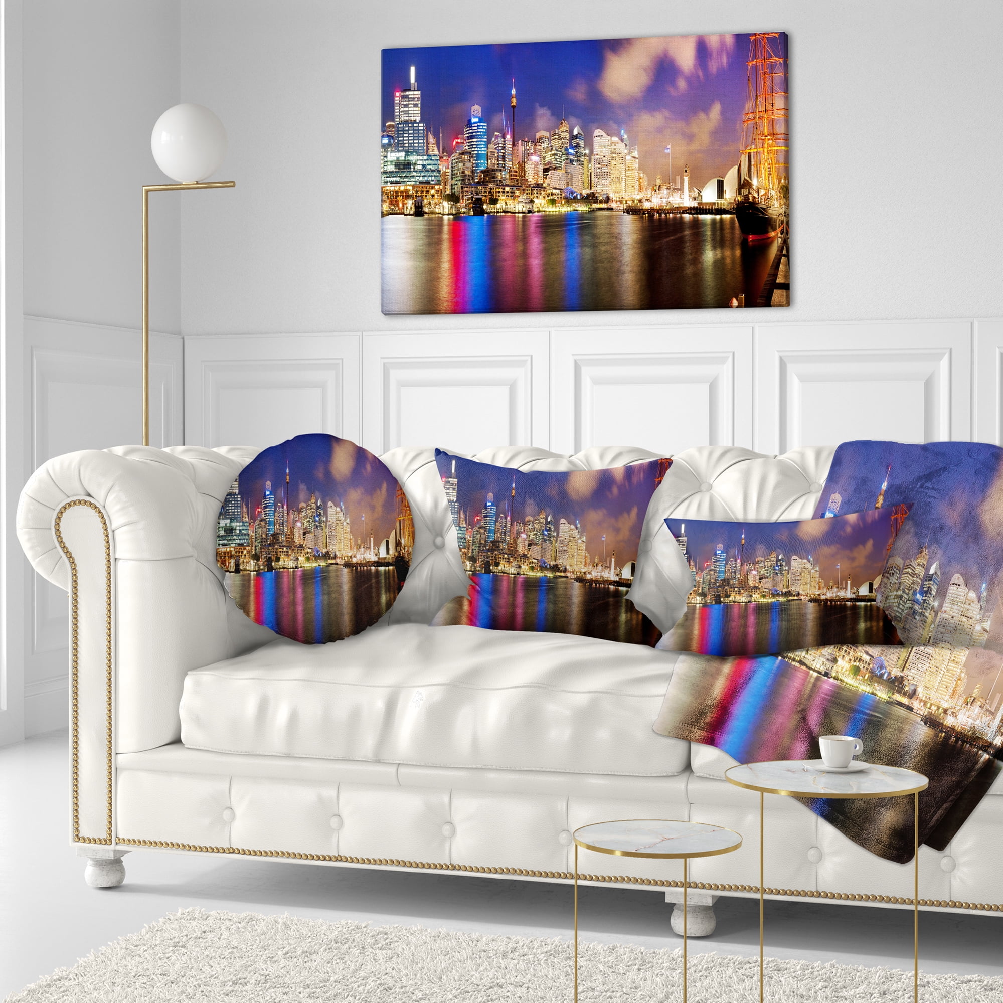 Designart Colorful Sydney Skyline - Cityscape Photography Throw Pillow - 12x20