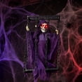 thumbnail image 7 of Diceymbol Halloween Hanging Caged Skeleton Ghost Prop with Glowing Red Eyes for Yard Patio Garden Walkway Outdoor Hanging Decor 16 Inch, 7 of 7