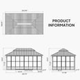 thumbnail image 3 of PURPLE LEAF 12 X 18 Hardtop Gazebo Outdoor Wood Grain Aluminum Frame Galvanized Steel Double Roof Netting and Curtains Patio Deck Backyard Garden, 3 of 9