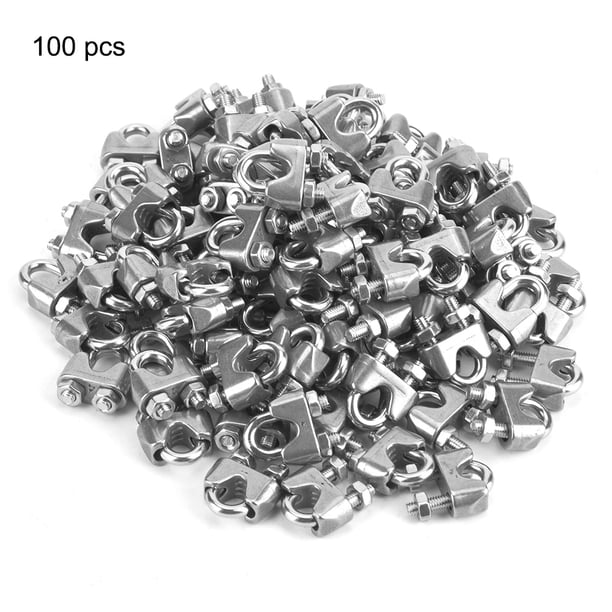 100 Uds M4 304 Clips de alambre de acero inoxidable abrazaderas de cuerda perno en forma de U