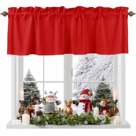 Valances for Windows Christmas Red Rod Pocket Short Curtain for Bathroom Living Room Bedroom Simplistic 1 Panel 42x12in