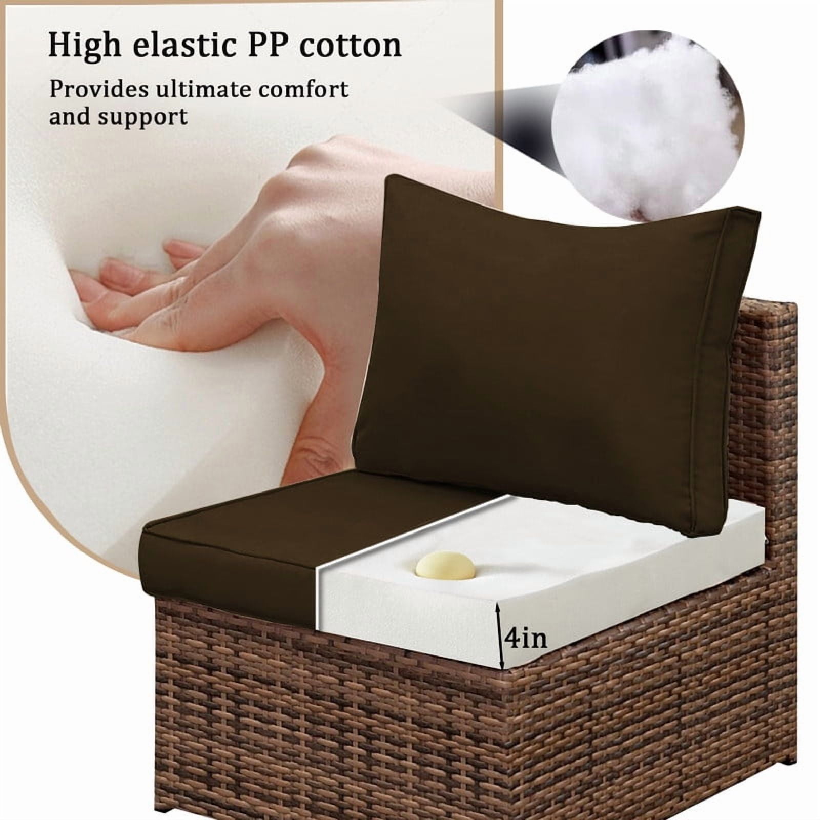 14 Pieces Outdoor Replacement Sectional Cushions Set, Waterproof patio furniture cushions For Outdoor Furniture, 4in thick outdoor couch cushions For 6 Seat（Coffee color）