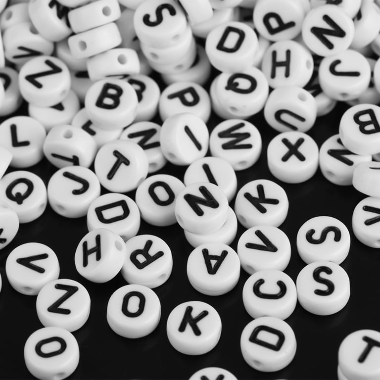 Letter Beads Alphabet Beads Round Letter Beads Acrylic Letter Beads 500Pcs  Round Acrylic Single Letter Beads A-Z White Beads DIY Bracelet Necklace  Accessories 