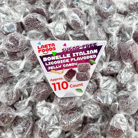 Bonelle Sugar-Free Licorice Jelly Candy (1 Pound Bag - Approx. 110 Count)