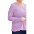 thumbnail image 4 of Womens Long Sleeve L-5X Plus Size Waffle Knit Tunic Tops Button Up V Neck Loose Fit Henley Tshirt, 4 of 5