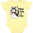 thumbnail image 3 of Inktastic I Woof You a Lot with Husky Dog Illustration Boys or Girls Baby Bodysuit, 3 of 5