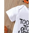thumbnail image 6 of Bagilaanoe 0-24M 3pcs Newborn Baby Girls Romper Set Short Sleeve Letter Printed Tops Pumpkin Printed Mesh Tulle Shorts Headband, 6 of 9