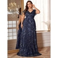 thumbnail image 2 of AURA Plus Size Sequin V Neck Evening Dress Women Elegant Party Long Formal Gown, 2 of 7