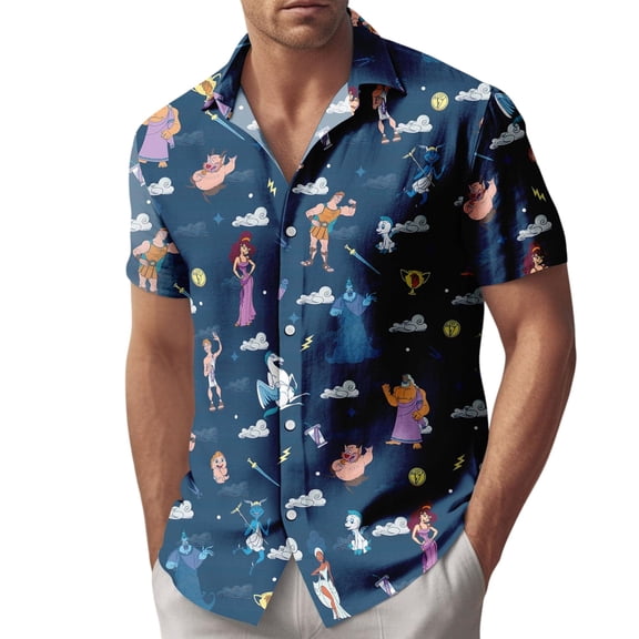 Disney Hercules Button Shirt, Men Shorts, Hercules Hawaiian Shirt, Hercules Movie Summer Shirt, Hercules Beach Shirt, Movie Lover Gift