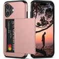 thumbnail image 1 of KOMI Compatible avec iPhone 16 Pro Max Étui avec Porte-Cartes [Store 5 Cards] Double Couche Robuste Antichoc Étui Portefeuille avec Fente Cachée Grande Capacité pour Hommes & Femmes 6.9 Pieds' Or Rose, 1 of 5