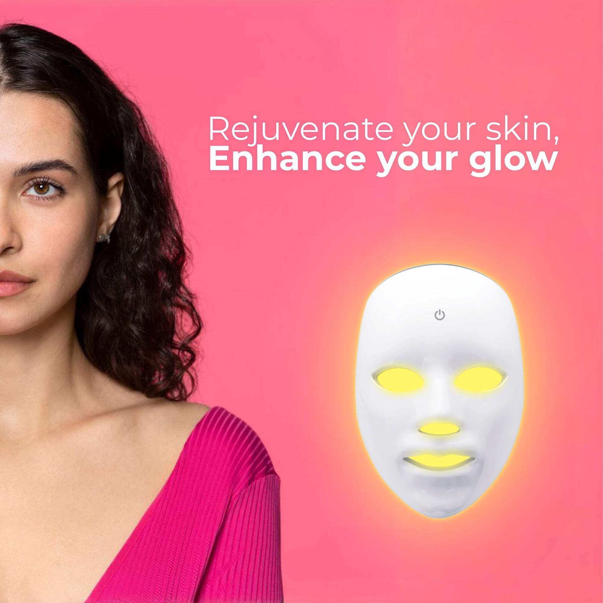 7 in 1 LED Light Face Mask with 7 Color Modes, Skin Beauty Device, White