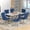 Gray Table Style 1 and 6 Blue Chairs Silver Leg, variant on 63" Modern Rectangle Faux Marble Dining Table Room Sets for 4,Dining Table with 4 Velvet Dining Chairs,Gray Table and 4 Black Chairs with Silver Leg