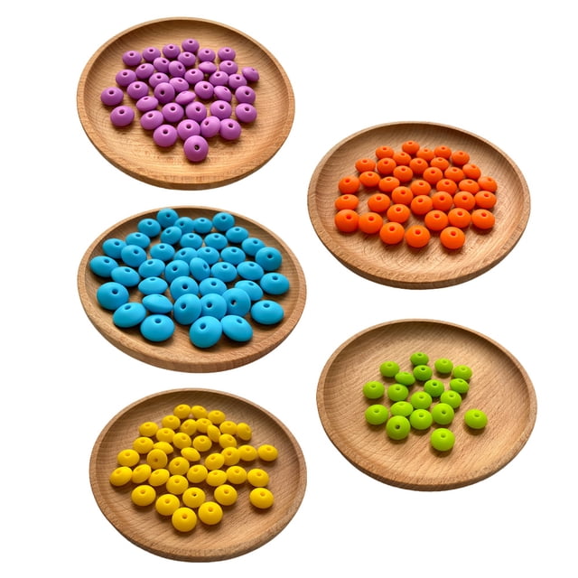 100 cuentas de lentejas de silicona de 0.472 in para hacer llaveros, kit de clips para chupete, cuentas redondas de goma para dentición, collar, pulsera, cuentas, accesorios de joyería