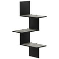 thumbnail image 4 of Furinno Rossi Modern 3-Tier Wall Floating Corner Shelf, French Oak Grey/Black, 4 of 5