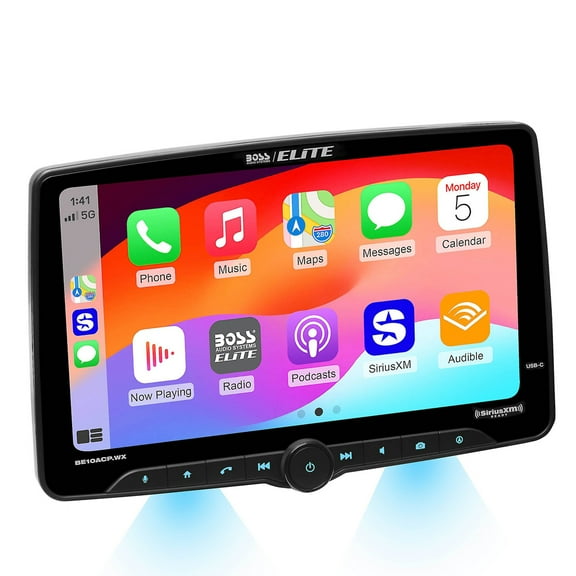 Boss BE10ACP.WX Single-DIN, Wireless/Wired Apple CarPlay & Android Auto, SXM, Mech-less Multimedia Player (no CD/DVD) 10.1" Touchscreen Bluetooth