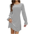 thumbnail image 3 of Fewfanhot Casual Dresses for Women Velvet Dress Long Sleeve Cocktail Party Club Dresses Flare Swing Mini Prom Dress for Wedding, 3 of 7