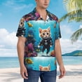 thumbnail image 2 of KLL Men's Hawaiian Shirt Short Sleeve Button Down Beach Shirts-Underwater Diving Cat, 2 of 5