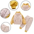 thumbnail image 4 of Godderr 2PCS Kids Boys Winter Padded Cotton Clothes 2-Piece Set Stand Collar Cotton Suit Tee and Cotton Pants Bottom Outfit for 1-10 Years Old, 4 of 9
