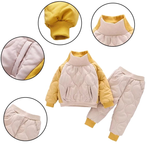 Godderr Kids Toddler Sweatshirt Outfits for Newborn Baby Boys Sweatpants Outfits Tops Pants for 12m-10y Autumn Winter Long Sleeve Padded Cotton Clothes for 2PCS 12M-10Y