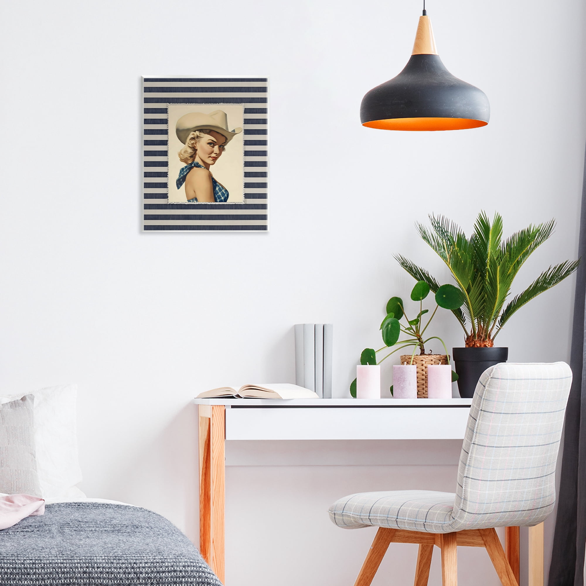 Stupell Industries Retro Cowgirl Stripes Wall Plaque Art, design by Arlington Prints