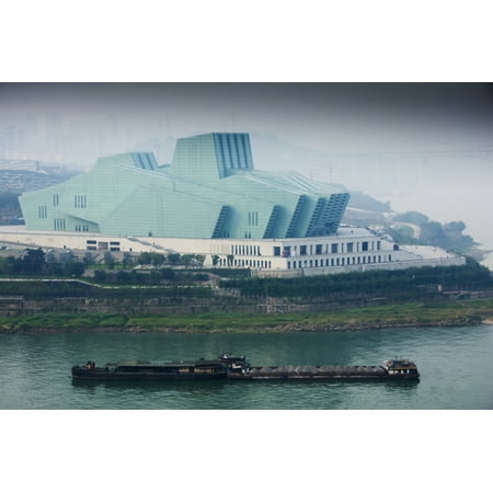 China Sichuan New Opera House Chongqing Stretched Canvas - Charles Bowman  Design Pics (19 x