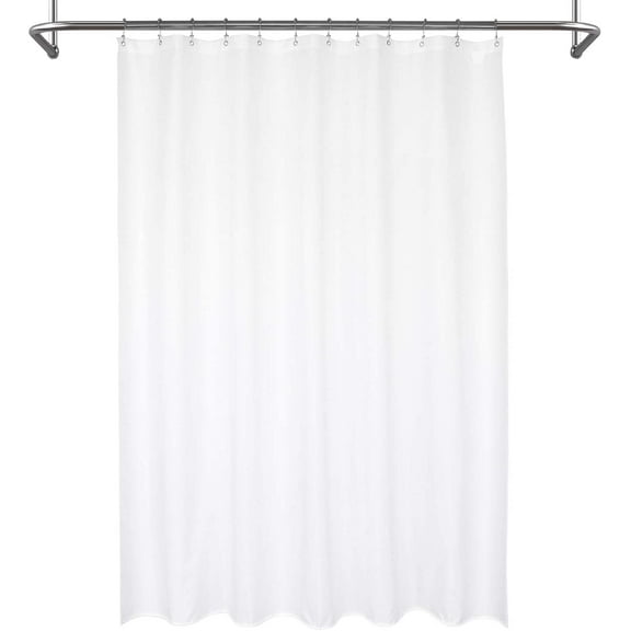 Waterproof Fabric Shower Curtain Liner, Suction Cups Included, Machine Washable Cloth Shower Curtain for Bathroom, 72 x 72 inch, White