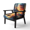 thumbnail image 3 of Designart "Canot d'Automne sur le Lac" Chaise d'Appoint Bleue Rembourrée - Fauteuil Traditionnel pour Salon, 3 of 7