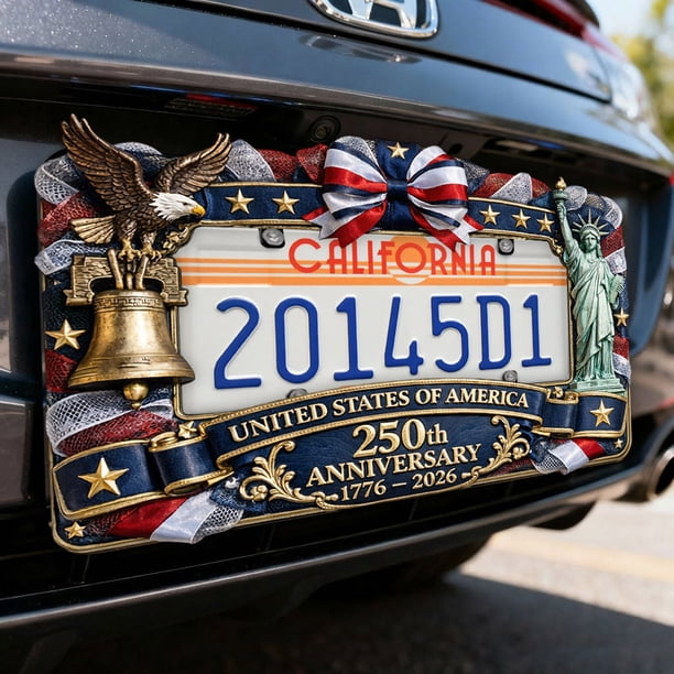Gcvizuso, 250th Anniversary Car Plate Frame with USA Flag and 1776