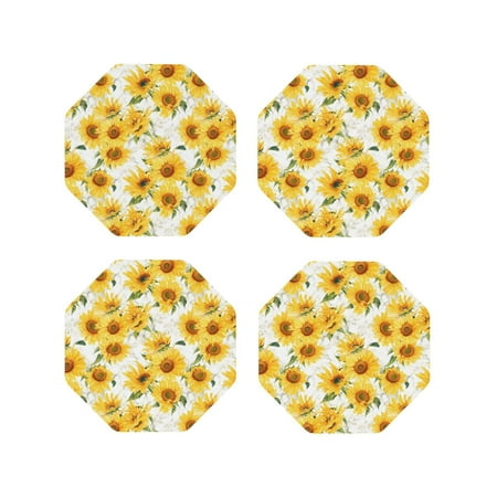 

Matuu Artistic Marble Pattern Sunflower for Cup Coasters Set of 4 Leather Coasters Desk Coasters for Office Measures 4” x 4”-Octagon