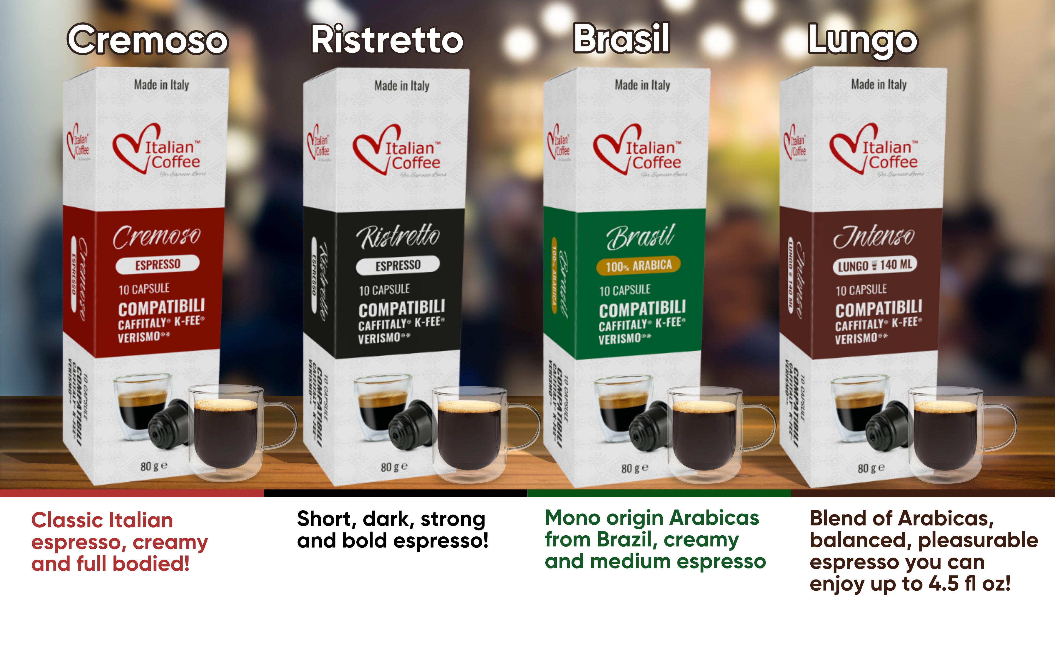 Starbucks Verismo, Caffitaly, CBTL, k-fee Compatible Capsules, Sampler Pack 40 Count, no Decaf