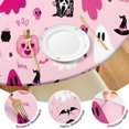 thumbnail image 4 of Halloween Pink Ghosts and Witchy Elements Round Fitted Tablecloth with Elastic Edge,Dining Table Cover Waterproof,Outdoor Round Tablecloth for Camping,Dining,Indoor and Outdoor, 4 of 7