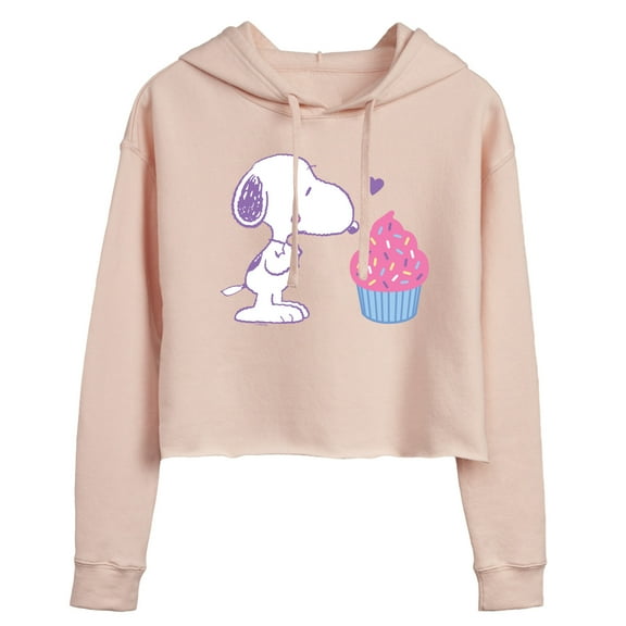 Peanuts - Snoopy Heart Cupcake - Juniors Cropped Pullover Hoodie