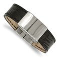 thumbnail image 2 of Chisel Stainless Steel Polished Black Leather 8.5 Inch ID Bracelet, 2 of 4