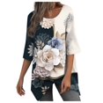 thumbnail image 1 of Ichuanyi Liquidación para mujeres Capacal impresa para mujeres Femenado de cuello redondo de 3/4 estampado ICHUANYI WER2023082210674, 1 of 4