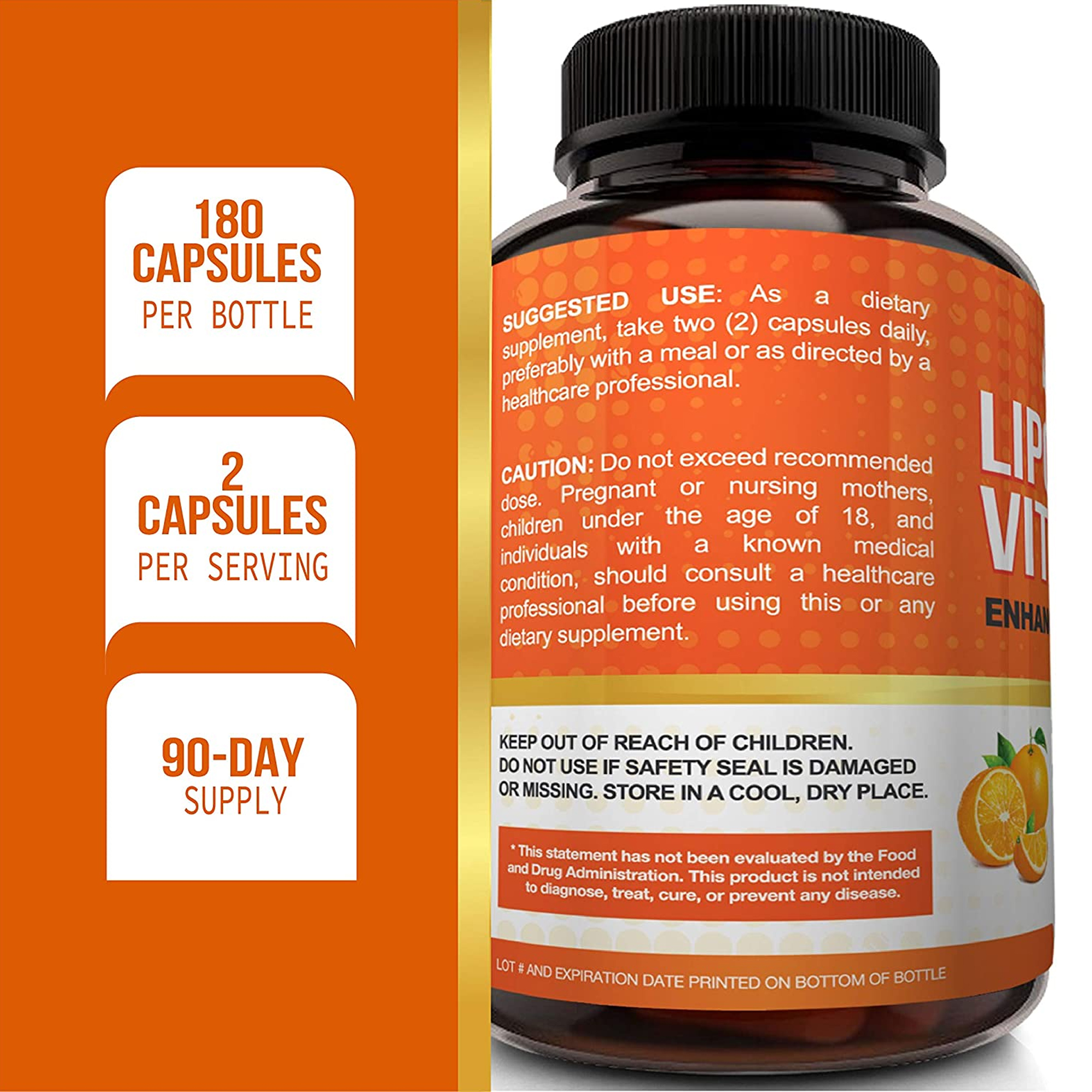 NutriFlair Liposomal Vitamin C 1600mg, 180 Capsules - High Absorption, Fat Soluble VIT C, Antioxidant Supplement, Higher Bioavailability Immune System Support & Collagen Booster, Non-GMO, Vegan Pills - image 3 of 7