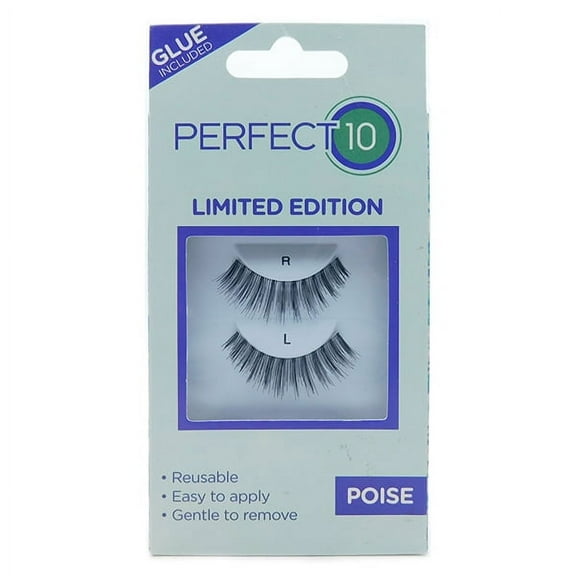 Perfect 10 Instant Lashes Poise: 1 Pair Strip Lashes, Lash Adhesive