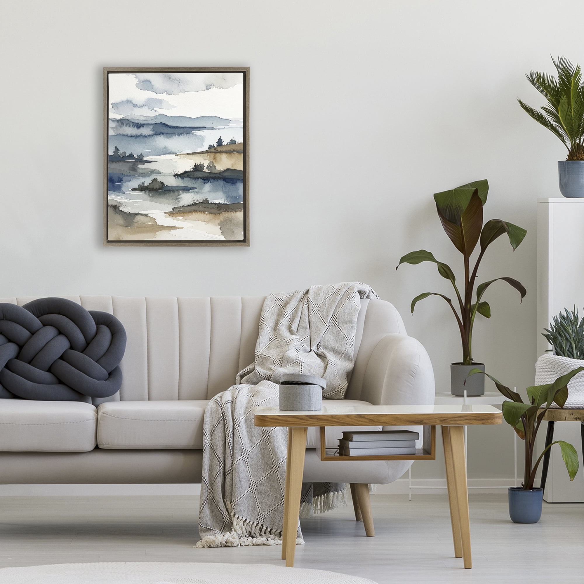 Stupell Industries The Flow Of Water Brown Framed Floater Canvas Wall Art, design by Alonza Saunders