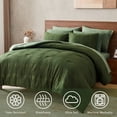 thumbnail image 3 of Regency Heights King Size Comforter Sets, Green striped woven Bedding Comforter Set for All Seasons with a body pillowcase, 4-Piece, 3 of 9