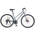 thumbnail image 3 of Zukka Hybrid Bicycle Road Bike for Women Aluminum Alloy Rim 700C Steel Frame 7 Speed Light Gray City Bike, 3 of 7