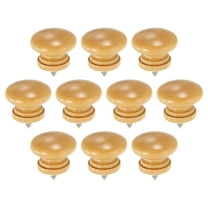 Uxcell 10 Pack Round Wood Drawer Knob, 1.26" x 0.98" Self-Tapping Solid Wood Handle Round Cabinet Knob Mushroom Shape Wooden Knobs for Furniture Dresser Wardrobe, Wood Color