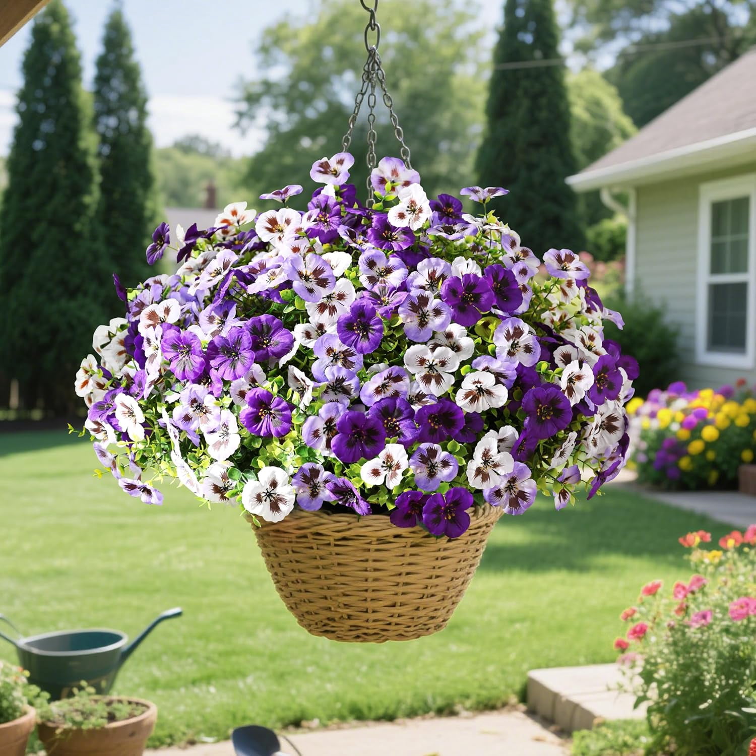 Waipfaru 20 Bundles Artificial Pansy Flower for Outdoor, UV Resistant Faux Pansies Plants,Realistic Silk Fake Flowers for for Front Porch,Basket,Garden Decor