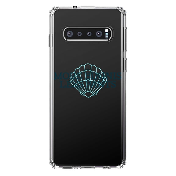 DistinctInk Clear Shockproof Hybrid Case for Samsung Galaxy S10 (6.1" Screen) - TPU Bumper Acrylic Back Tempered Glass Screen Protector - More Bikinis Less Pants