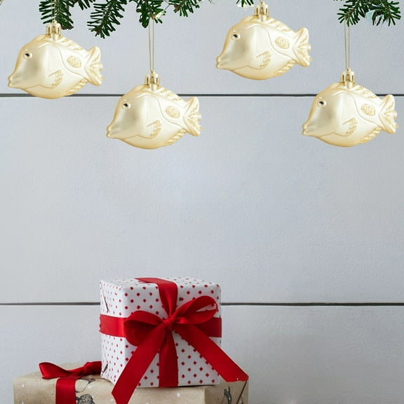 Taicans 4Pcs Shatterproof Fish Christmas Tree Ornaments Set - Unique Holiday Decorations,Xmas Tree Hanging Ornaments,Durable & Safe for Kids/Pets,2025 Christmas Decor