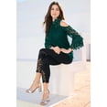 thumbnail image 2 of Roaman's Women's Plus Size Lace Cold-Shoulder Top, 2 of 4