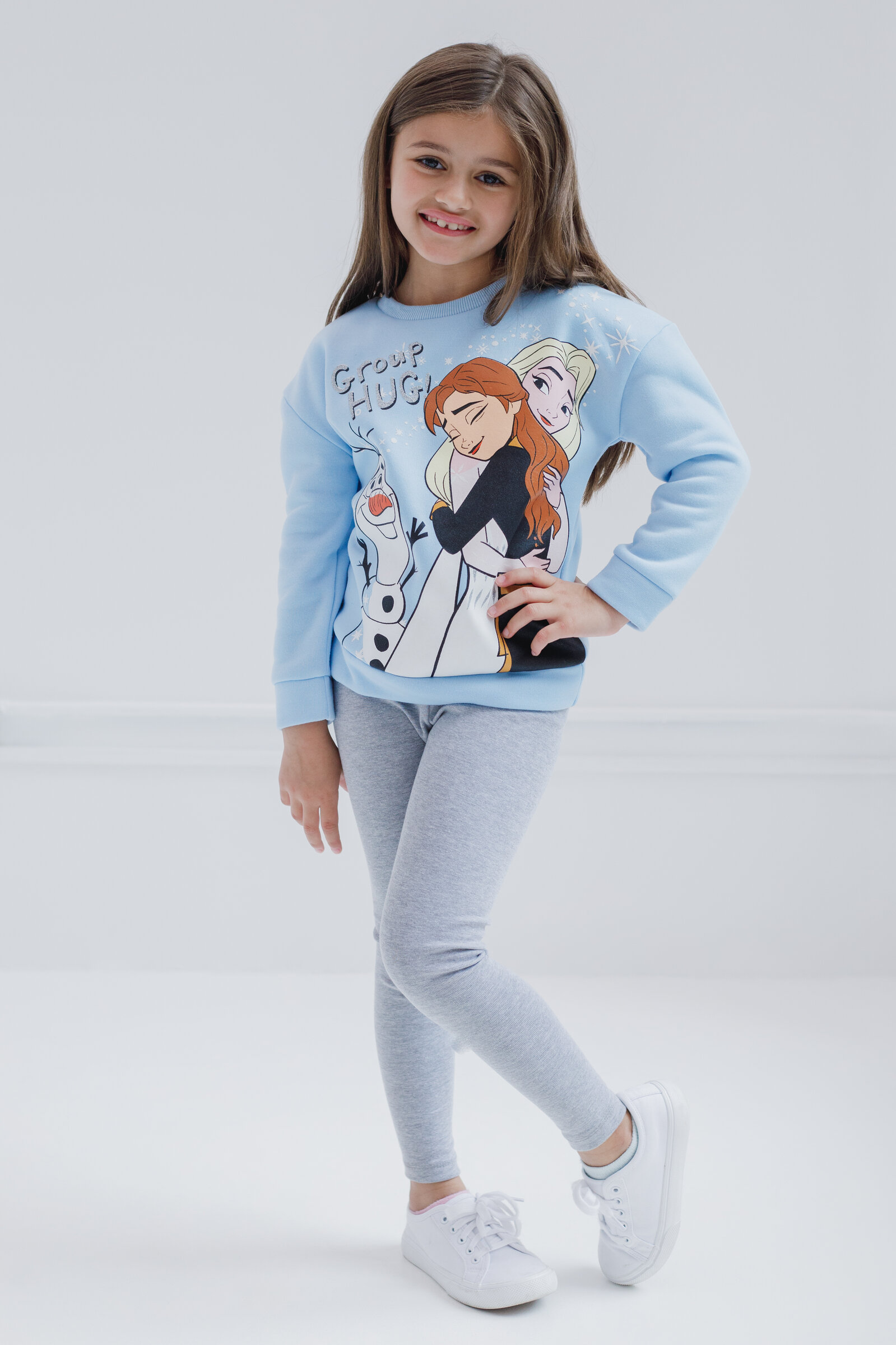 Disney Frozen Elsa Princess Anna Olaf Toddler Girls Pullover Fleece Sweatshirt and Leggings Outfit Set Toddler to Little Kid - image 2 of 5