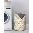 thumbnail image 3 of Floral Laundry Bag, Flower Petals Blossoms Leaves and Bird Sitting Vintage Inspired Image, Basket with Handles Drawstring Closure for Laundromats, 13" x 19", Coral Fern Green White, by Ambesonne, 3 of 4
